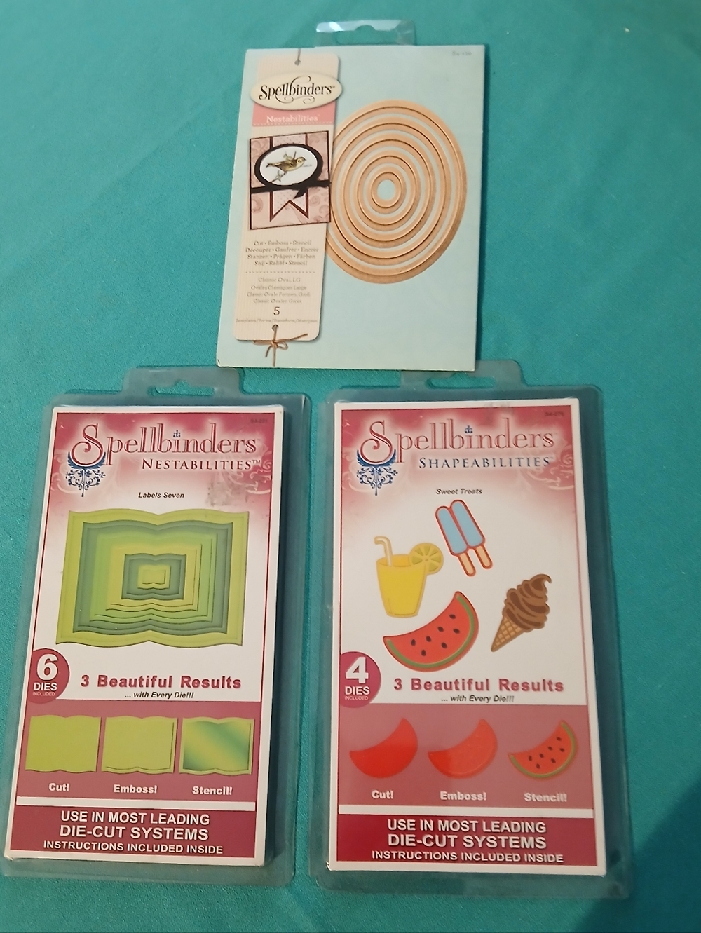 Spellbinders Nestabilities Set Of 3 New.  Label Seven, Oval Lg And Sweet Treats